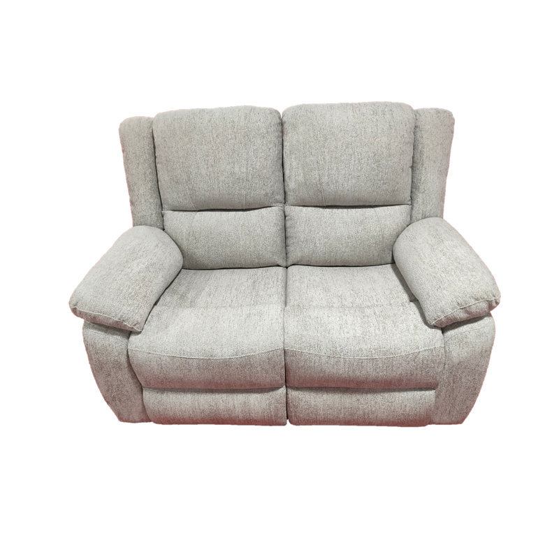 Betzalel 2 Seater Chenille Reclining Sofa, Light Grey