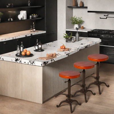 Tabouret de bar pivotant vintage 22,04 à 25,98 pouces avec tabourets de comptoir industriels réglables pour îlot de cuisine avec repose-pieds