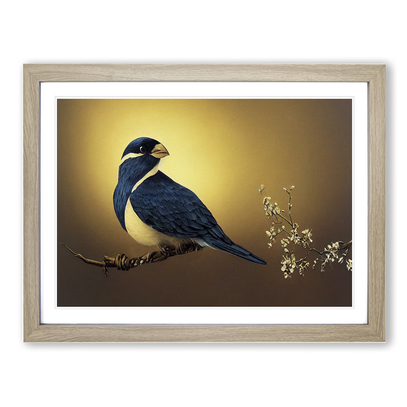 Contemporary Bird - Framed Print, 25cm H x 34cm W x 2cm D, Oak