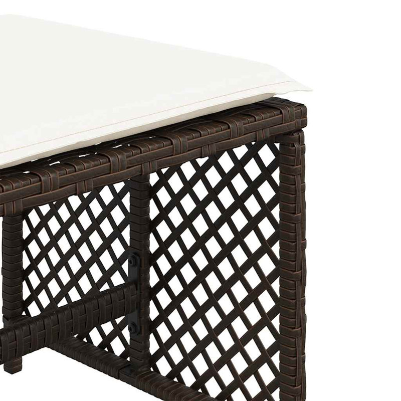 Outdoor Ottoman, Cream White, Brown