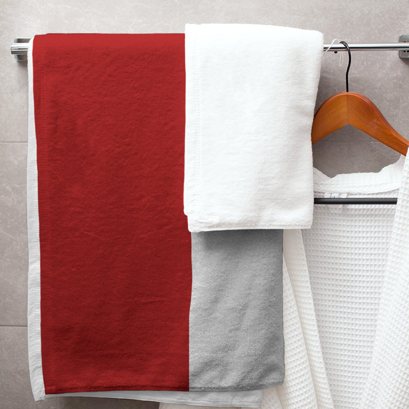Bath Towel, Red/Ivory/Tan