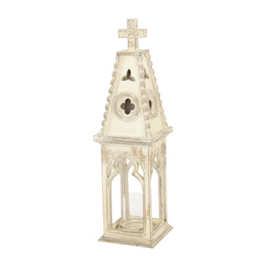 Wooden Standing Decorative Indoor Outdoor White Candle Lantern