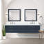 Meuble-lavabo double bleu 84 po X P 22 po D, dessus en marbre de Carrare, ensemble de robinet et Miroirs-118024506