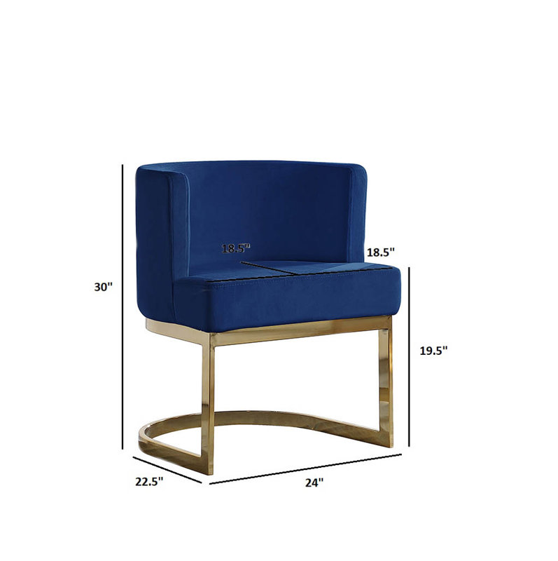 Dmitri 19'' H Velvet Upholstered Side Chair, Gold, Navy Blue