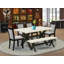 Ensemble de table de salle à manger 7 pièces composé d'une table de cuisine rectangulaire avec pieds en X et 6 chaises en tissu d'ameublement gris foncé Gotham, finition noire brossée-982604558-982604557
