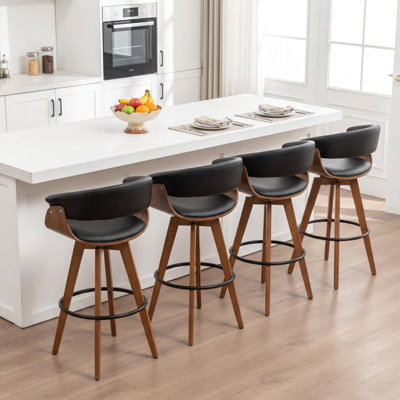 26''Seat Height Faux Leather Swivel Counter Stool