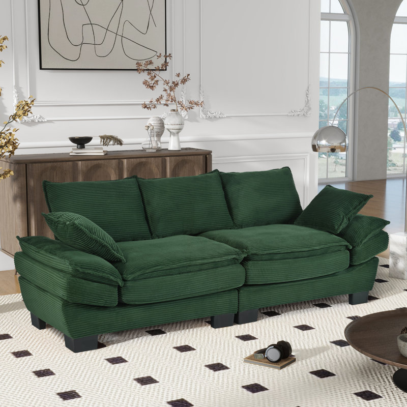 Canapé incurvé moderne de 85,4 po Modern Sofau, Vert