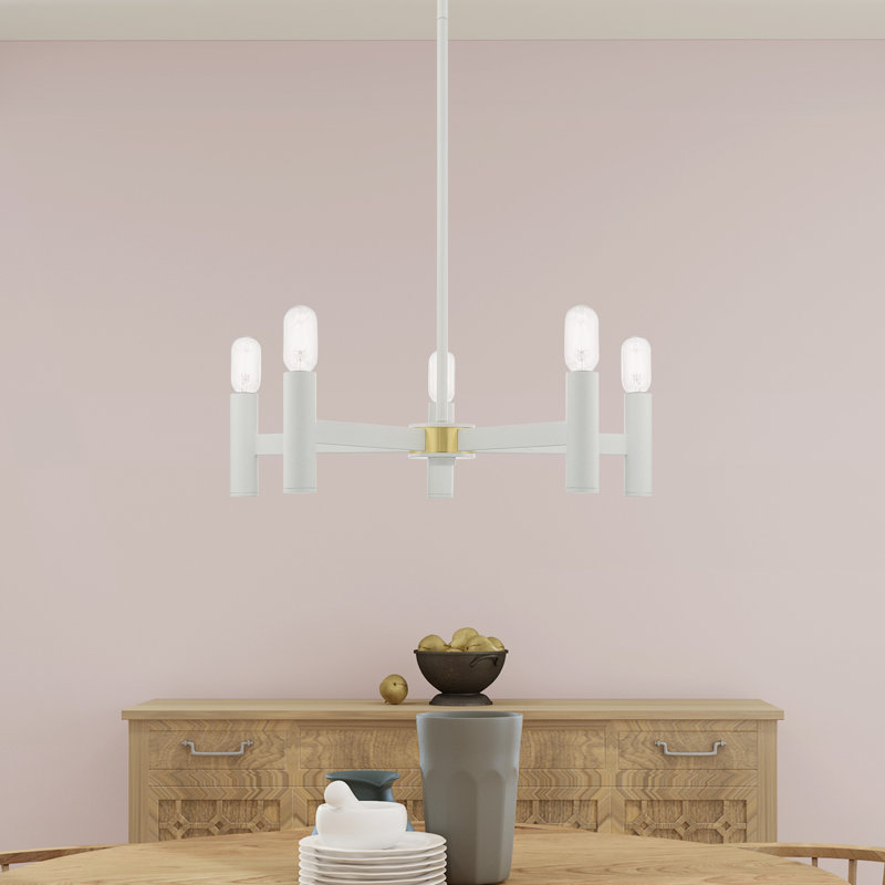 Martella 5 Light Metal Dimmable Geometric Chandelier, White