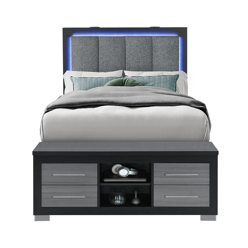 MESSA BLACK-GREY FULL BED, Black/Grey, Full/Double