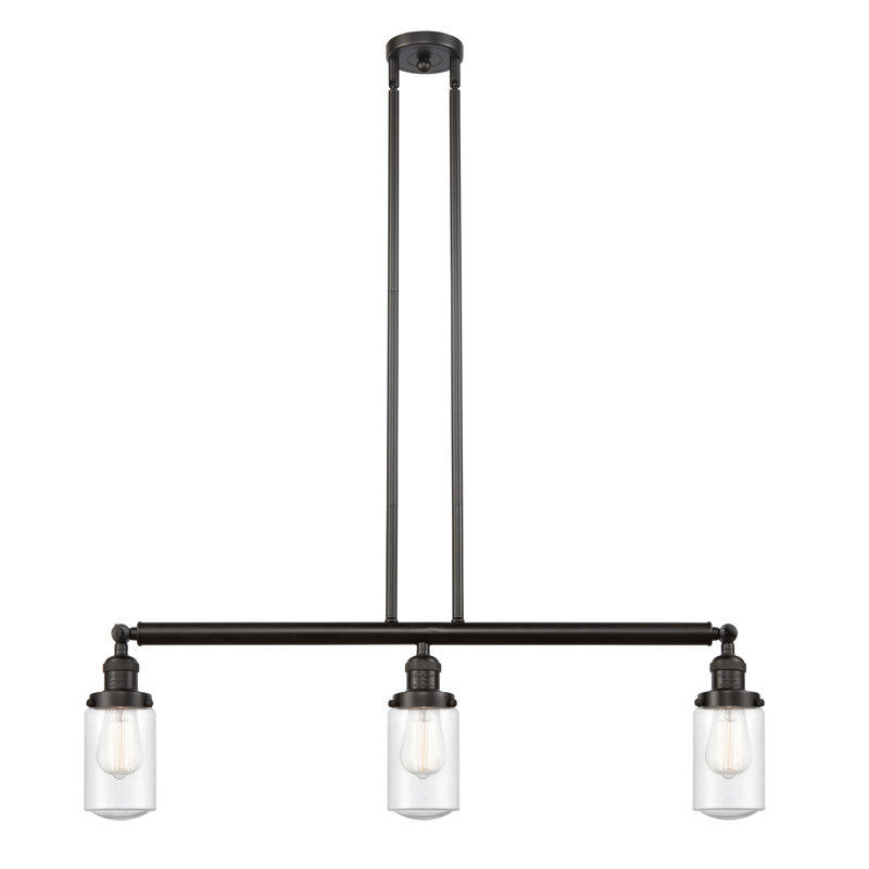 Luminaire suspendu linéaire à 3 lumières pour îlot de cuisine Lemoine, Grainé, Ampoule non incluse, Bronze huilé