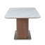 Table de réunion rectangulaire moderne en pierre frittée de 62,99 po avec base cannelée en bois massif et pieds en acier inoxydable pour 4 à 6