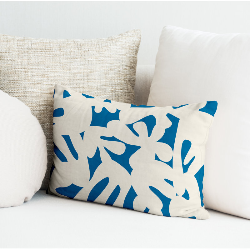 Coussin décoratif intérieur / extérieur en polyester filé Sheri, Turquoise, H 14 po x l 20 po