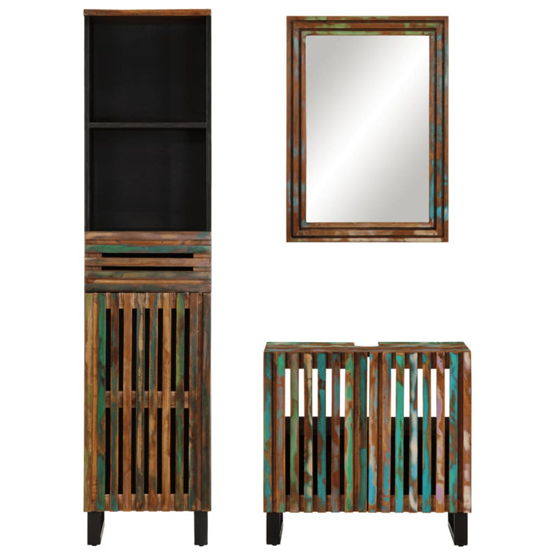 2-5 Bathroom Storage Furniture Set, Solid acacia wood