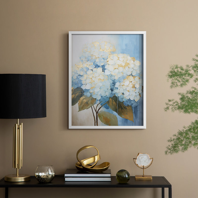 FLORAL Series XCIX - reproduction encadrée de qualité supérieure - prête à être accrochée - aucun clou requis, Blanc