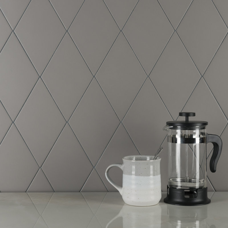 Rhombus Smooth 6" x 10" Porcelain Tile, Gris foncé