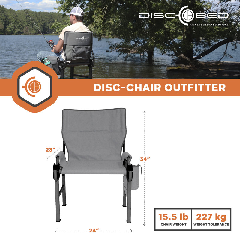  Outfitter Disc-Chair with Compartments for Outdoor Camping, Grey