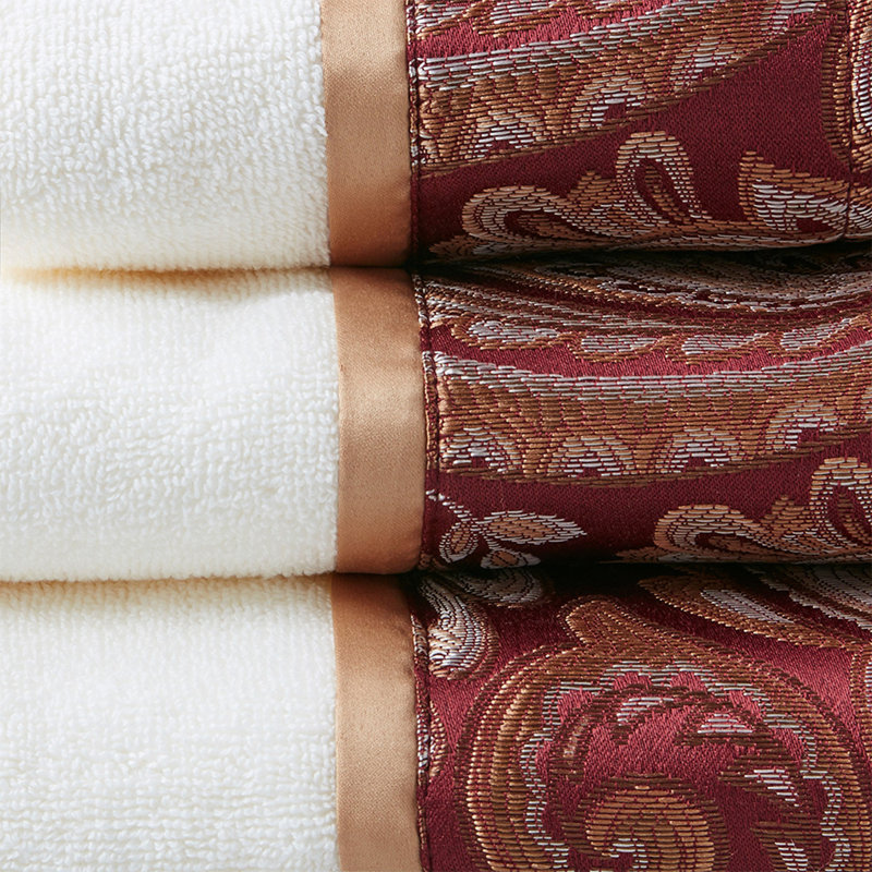 6 Piece Jacquard Towel Set, Burgundy