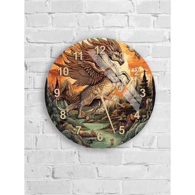 Horloge murale en verre trempé à oreilles Dragon