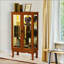 Vitrine lumineuse avec tablettes réglables, dossier en miroir et portes en verre trempé pour un rangement et une présentation élégants