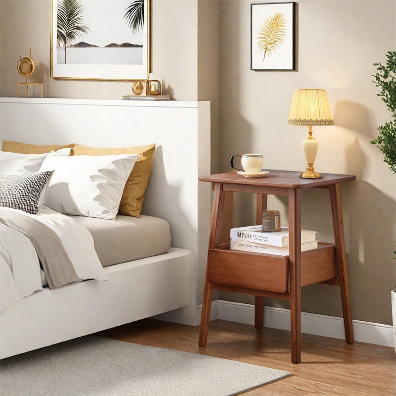 Versatile Bedside Table With Drawer, Walnut