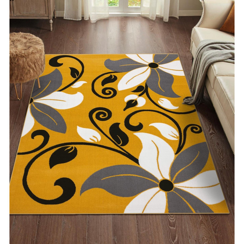 Aiyah Performance Floral Indoor Rug, Rectangle 5' x 7'