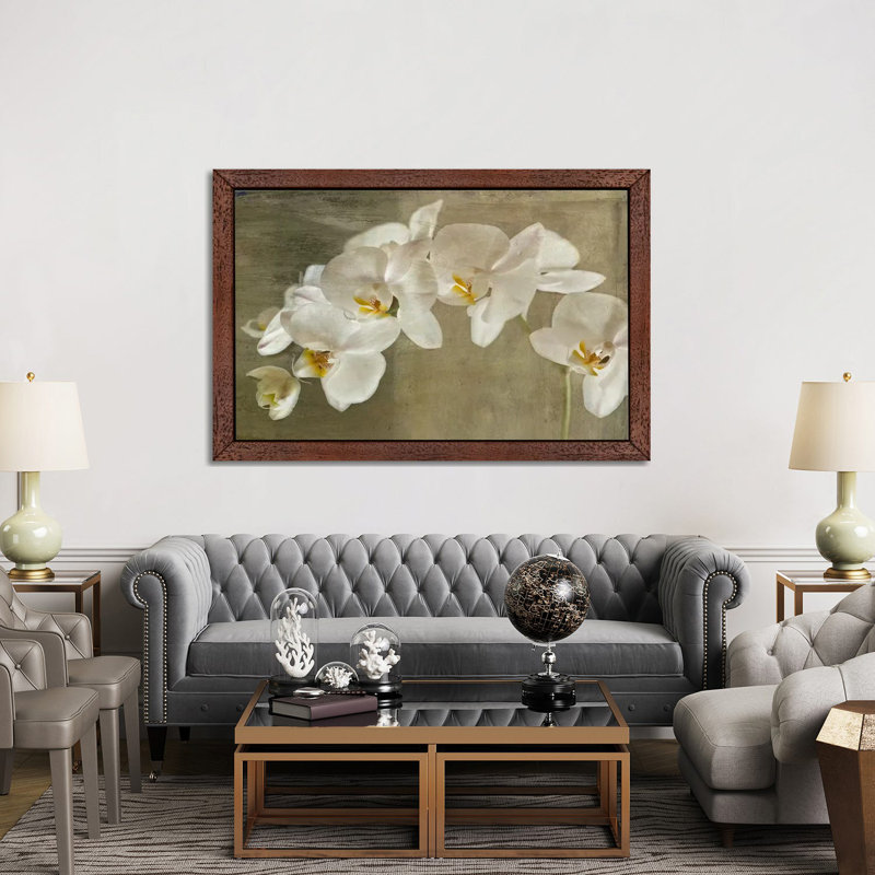 Painted Orchid by Symposium Design - Painting on Canvas, 152.5 cm H x 101.5 cm W, Brown