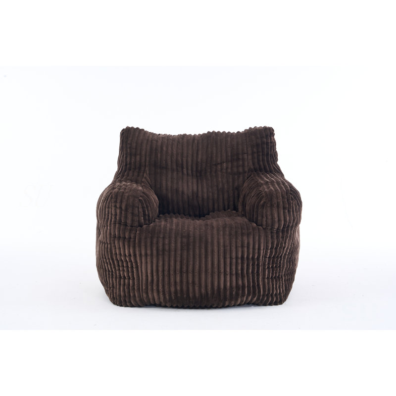 010-Soft Fluffy Corduroy Fabric Bean Bag Chair Filled With Memory Sponge, Brown