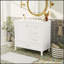 Meuble-lavabo blanc 36 po avec cadre en pin massif, porte à fermeture en douceur et 3 tiroirs pour un rangement moderne et esthétique-288642112