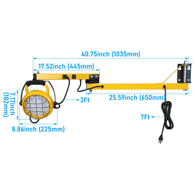 Led Loading Dock Light 50w, 40inch Double Swing Arm Dock Light, Adjustable Lamp Head, Ul Listed