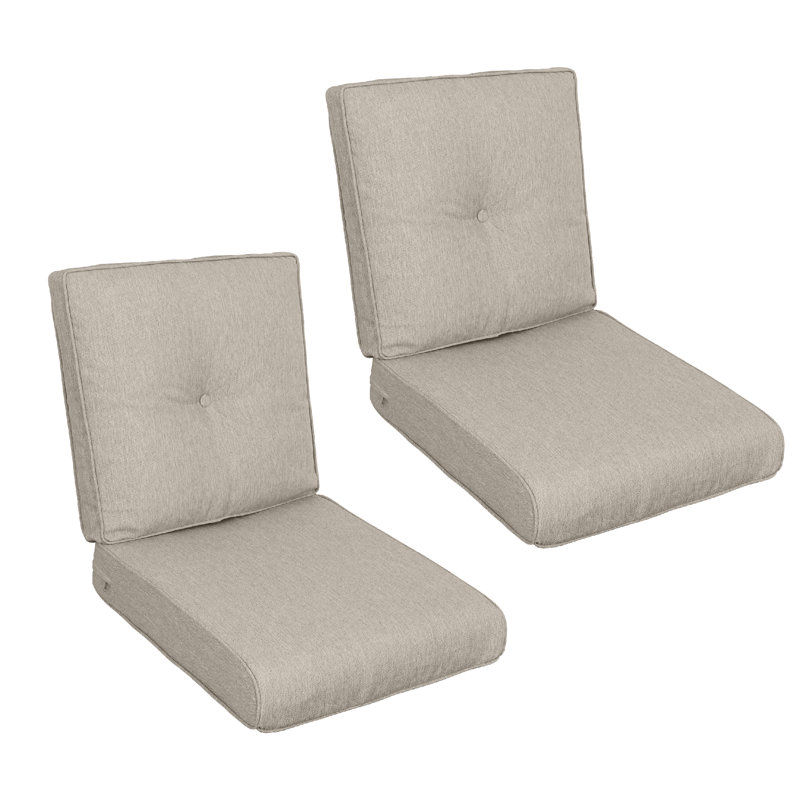 2 Pcs Set High Back Patio Chair Cushions, Tufted Rocking Chair Cushions, Adirondack Cushions For Garden, Porch, Beige