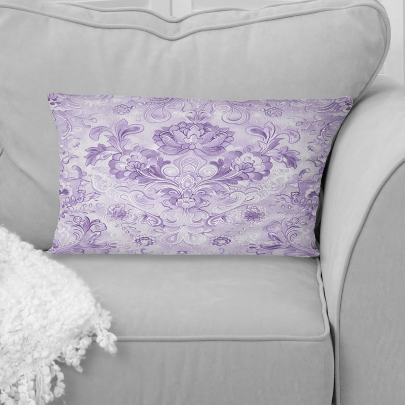 Motif de fleurs mauves élégantes - Boho, H 12 po x l 20 po, Forme rectangulaire