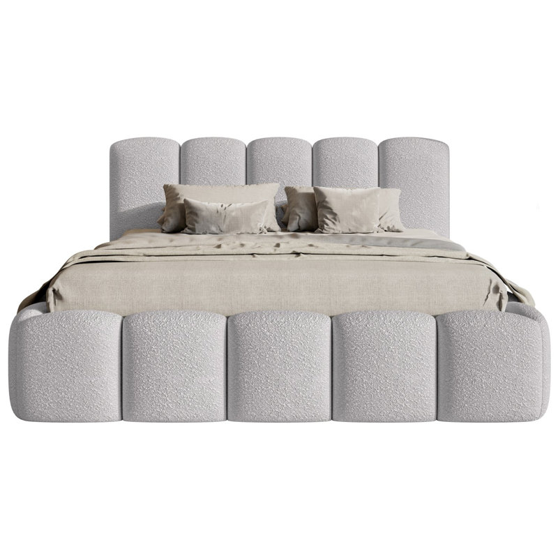 Denell Upholstered Bed, Gray/Yellow, 140 x 200cm