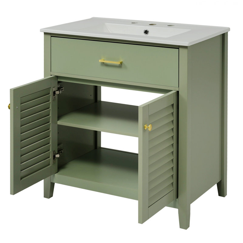 Meuble-lavabo contemporain avec lavabo et tablette en céramique