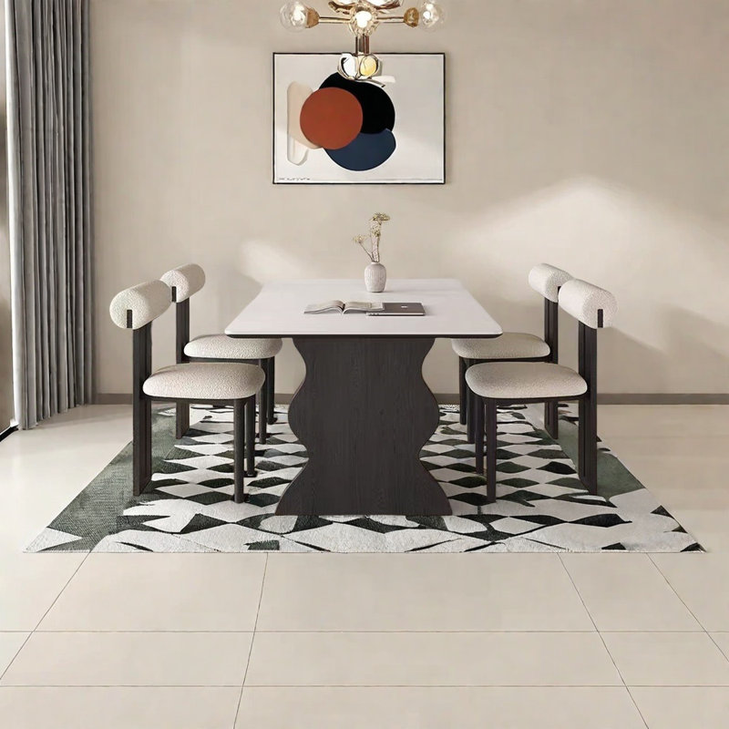 Table de salle à manger rectangulaire moderne avec dalle de roche, H 29,5 po x L 70,9 po x l 31,5 po