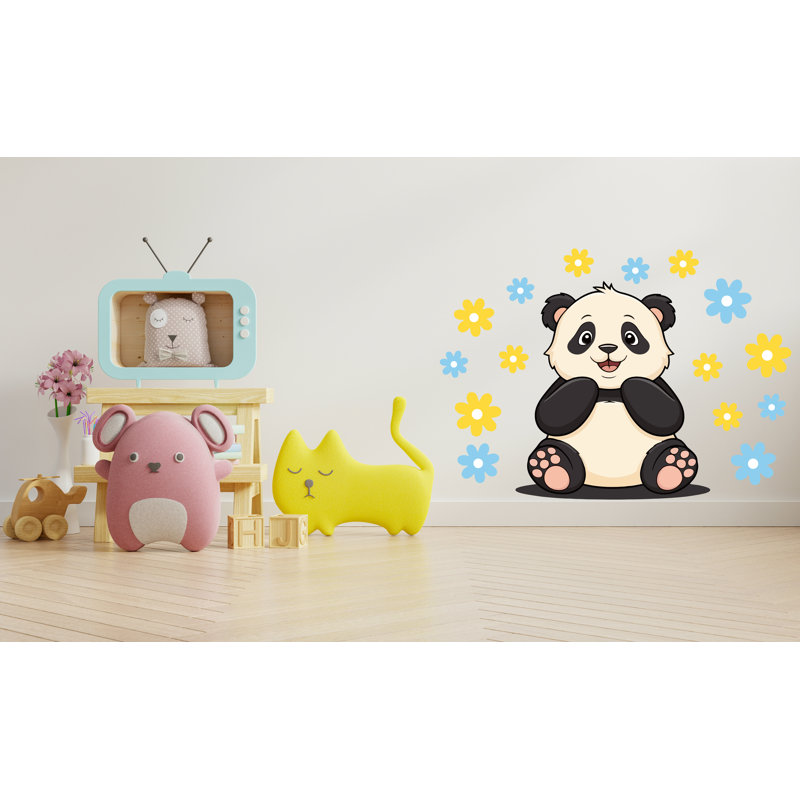 Adhésif mural panda, art mural tête de panda, décoration murale chambre de panda, autocollant mural chambre de panda, animaux de compagnie, panda 571DLU