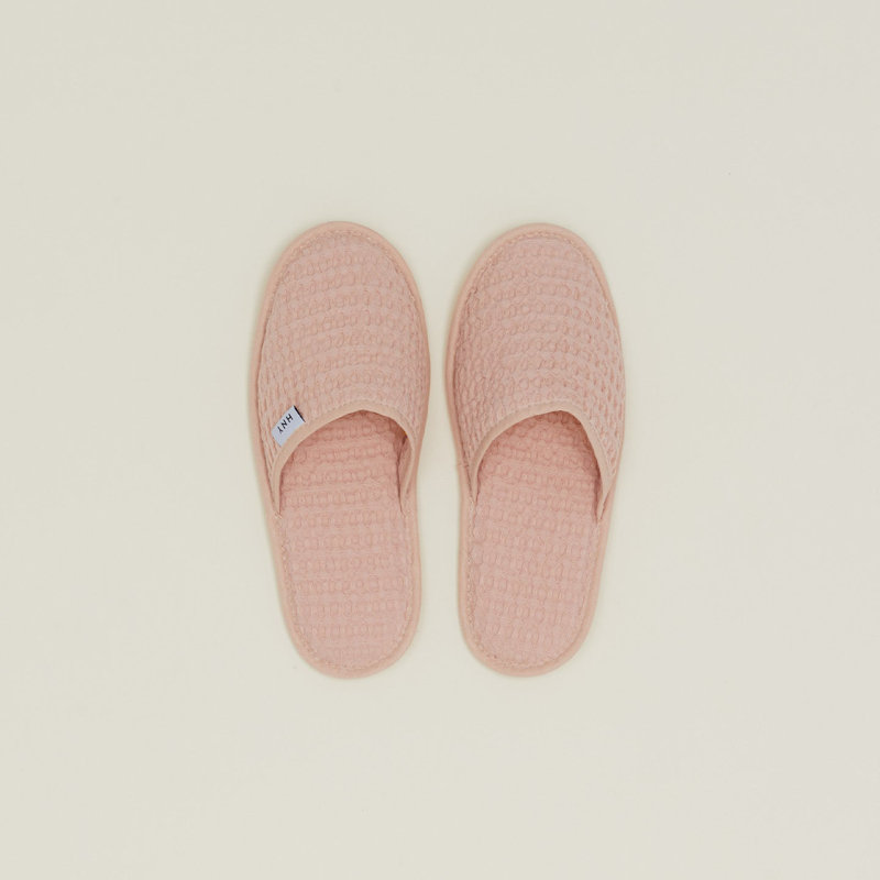 Pantoufles simples en coton gaufré, Moyen, Rosé