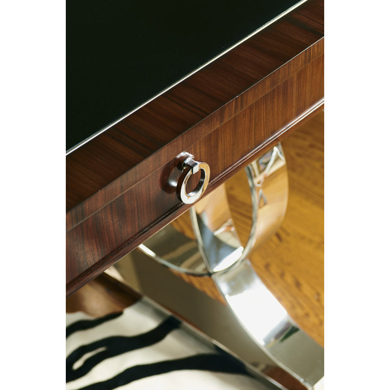 Rosewood and Stainless Steel Home Office Desk with Drawers