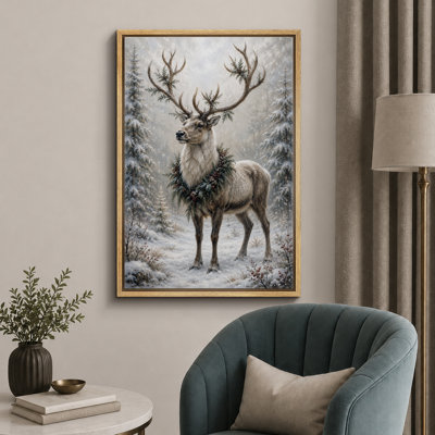 Renne de Noël, vacances d'hiver, photos de salon, impression sur toile encadrée, impression numérique