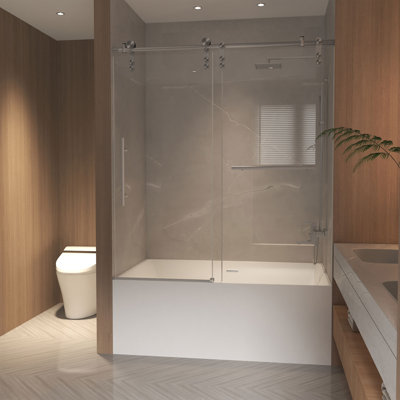 56-60" x 66" H Frameless Sliding Bathtub Door