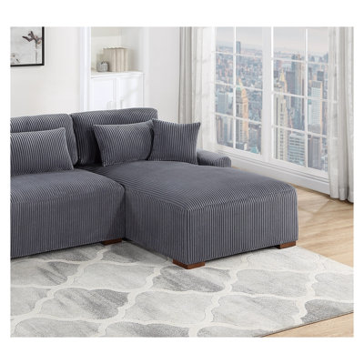 Canapé modulaire moderne à 2 pièces en tissu velours côtelé gris foncé