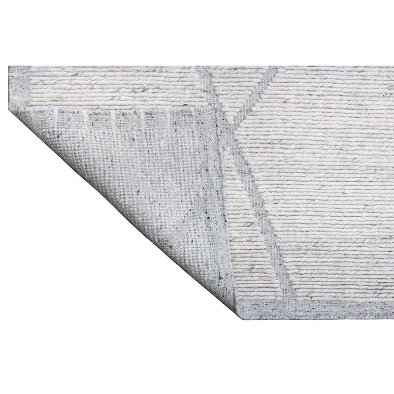 Tapis gris / ivoire noué à la main de haute qualité, Rectangle 8 pi x 10 pi
