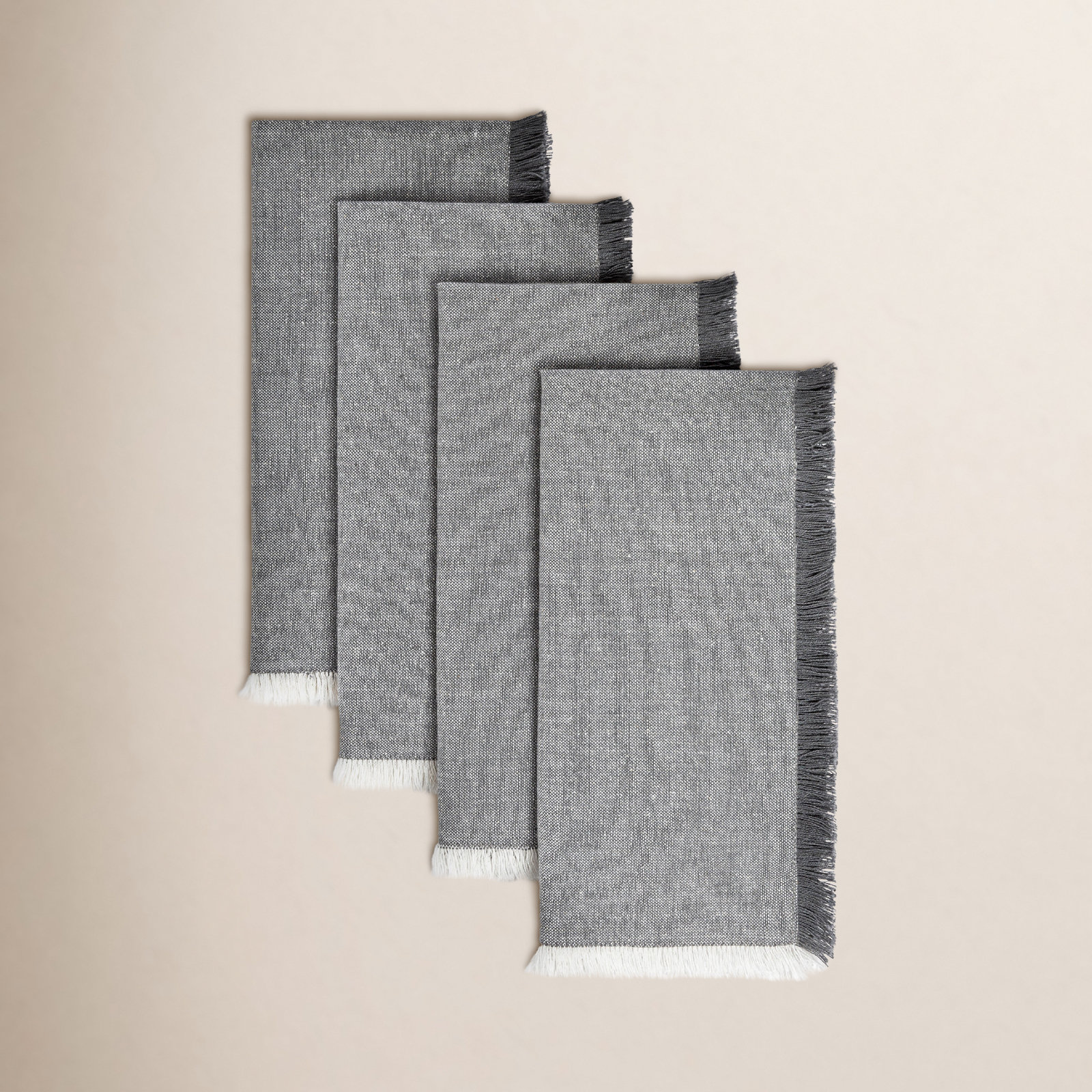 Woven Frayed Chambray Reversible Napkin, Gray