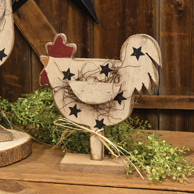 Poulet étoile de bois rustique sur base 12 po