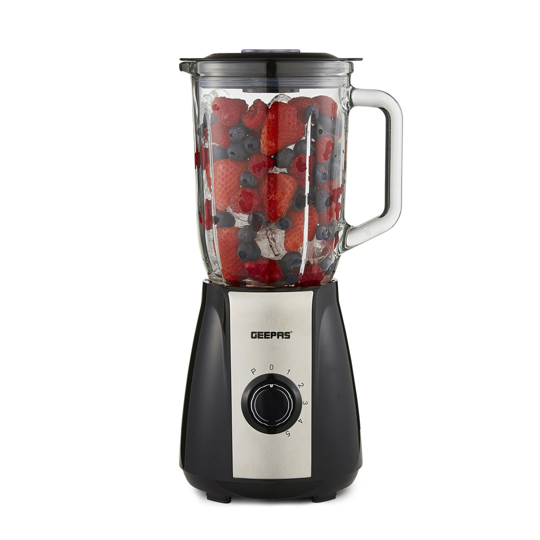 GEEPAS Electric Blender Smoothie Maker, 700W | Glass Jug Blender with Ice Crusher Stainless Steel Blades | 2 Speed Control with Pulse Function| 1.5L G