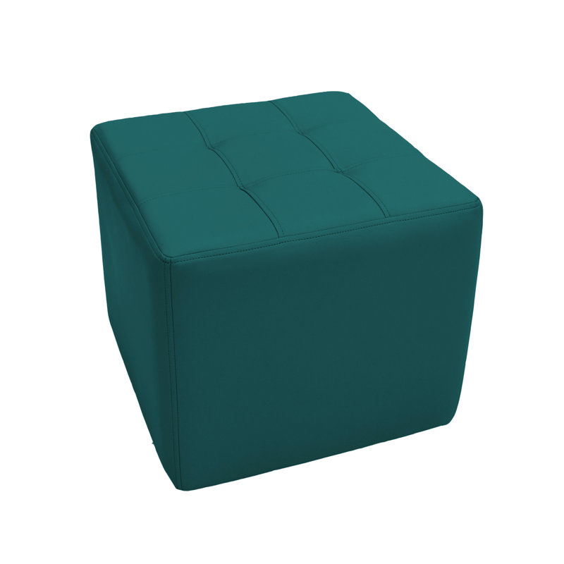Tufted Square Ottoman 16" Height, Teal Faux Leather