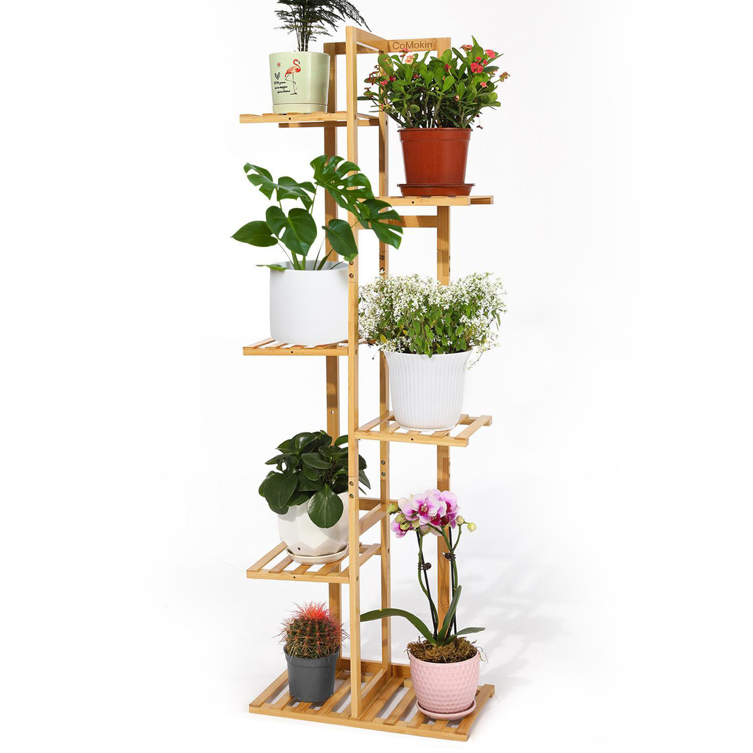 Bamboo 5 Tier 6 Potted Plant Stand Rack Multiple Flower Pot Holder