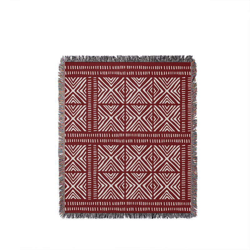 Jeté en coton Thora Tribal, 50 x 70, Rouge