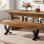 Banc de salle à manger de 55 pouces, banc de table de cuisine rustique
