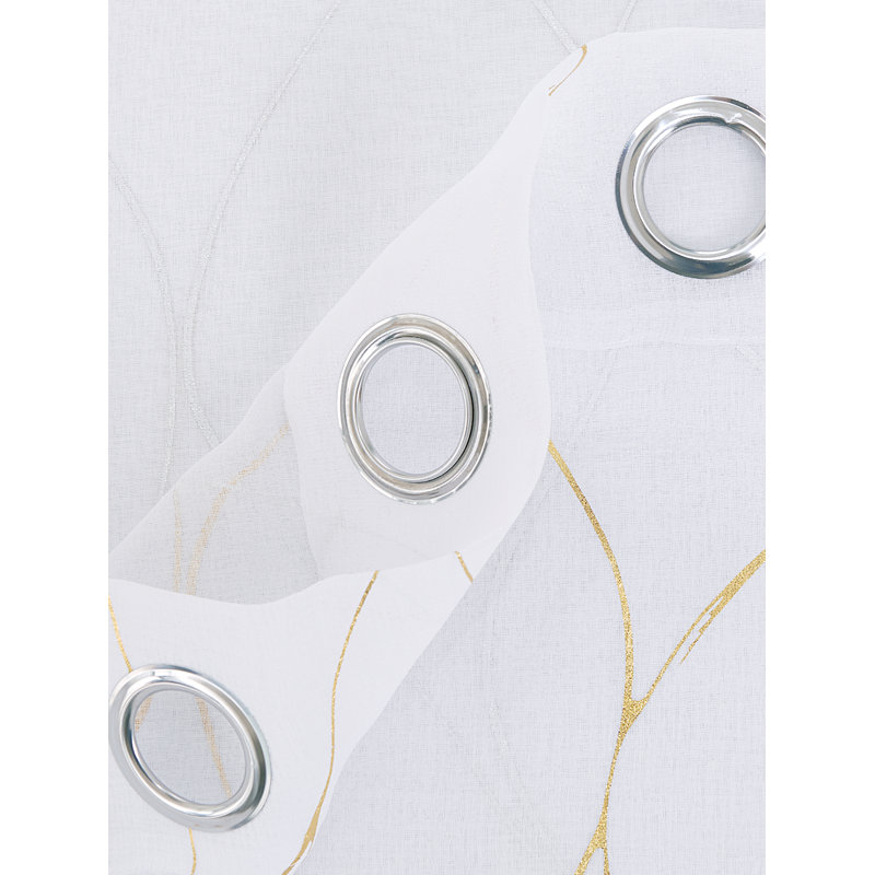 Foil Printed Wave Pattern Grommet Sheer Curtains (Set of 2), 52" W x 63" L
