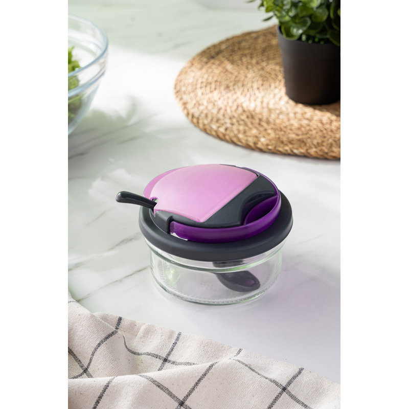 Metro Lane Crescenzo 100% GLASS Salad Bowl, Black/Purple